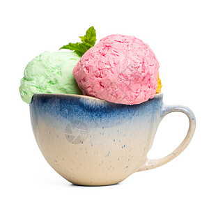 陶瓷碗的冰淇淋球背景图片