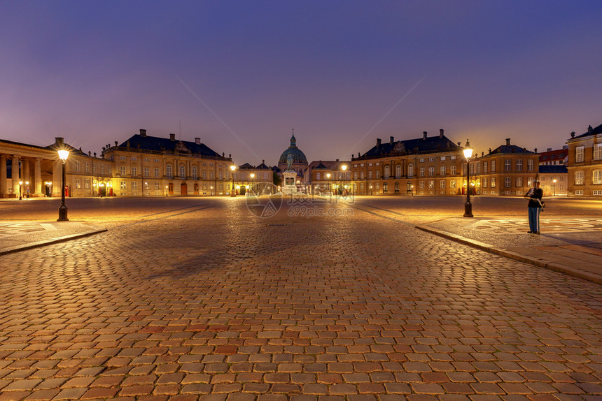 晚上黎明时分弗雷德里克教堂哥本哈根丹麦图片