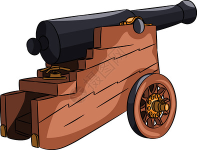 炮兵木马车上的旧船插画
