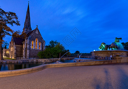 日落时圣阿尔班公会哥本哈根丹麦日落时圣公会教堂图片