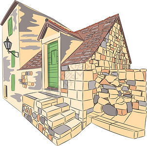 克罗地亚奥米斯古老的石屋图片