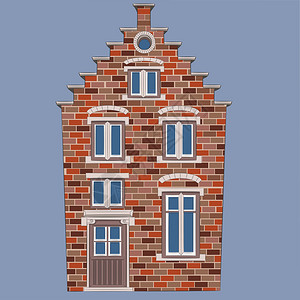 比利时布鲁日历史时期的中世纪传统砖屋图片