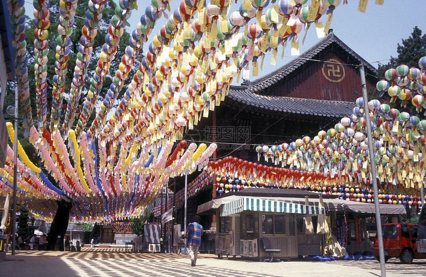 206年5月韩国首尔市Jogyesa寺庙传统灯笼东朝鲜首尔南韩国206年5月图片