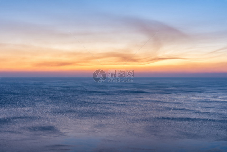 日落后海平线图片