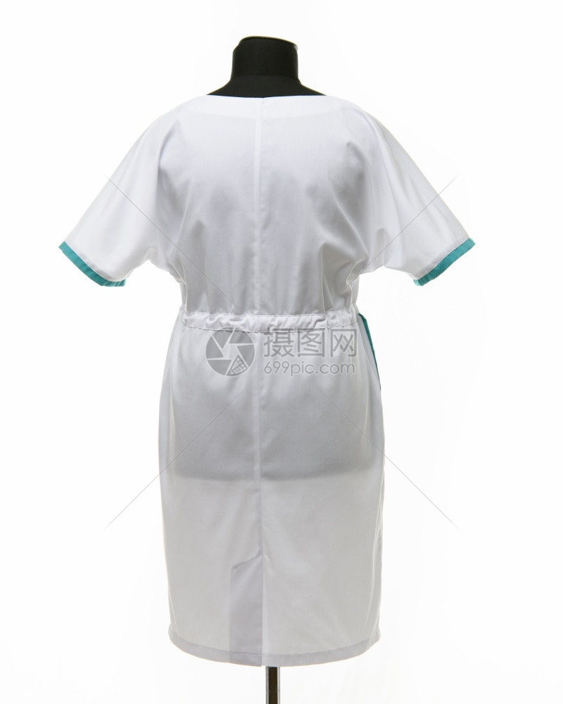 后视白底色衣服的模特头饰上女医学礼服图片