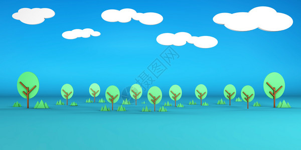 使用蓝天和云的清洁绿色环境背景图片