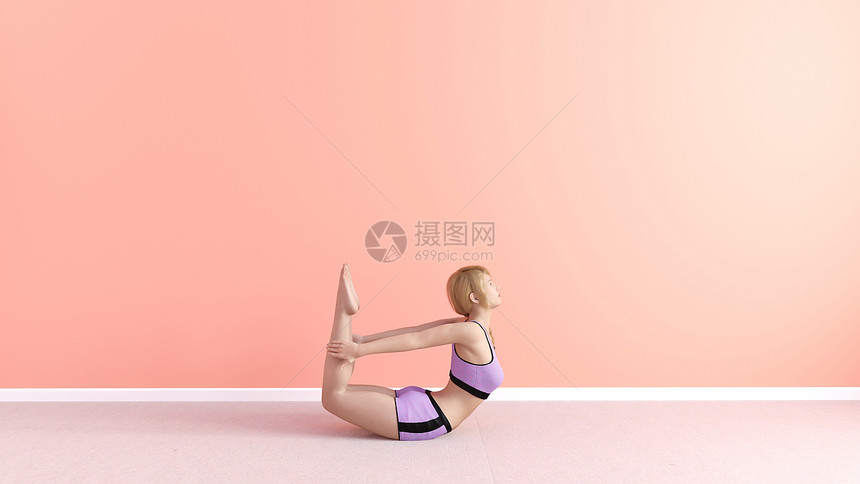 弓瑜伽姿势女示范概念弓瑜伽姿势图片