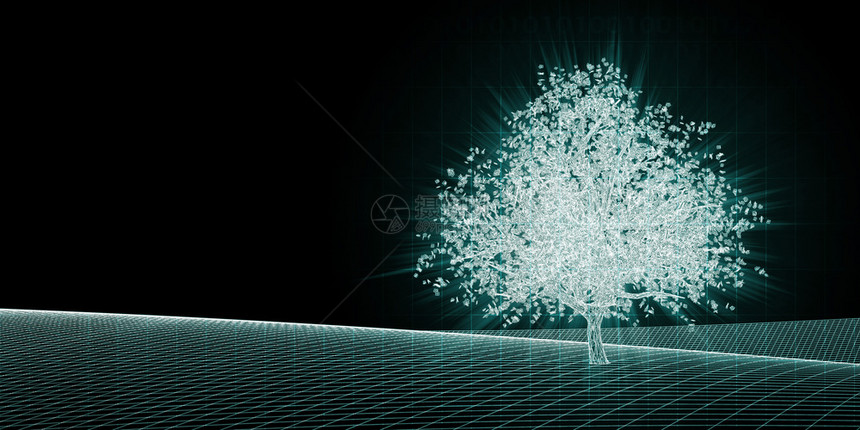 具有网络树背景的数字观摘要图片
