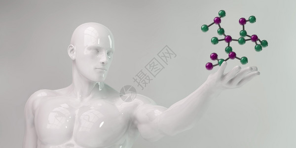 与人持有分子在一起的科学和技术图片