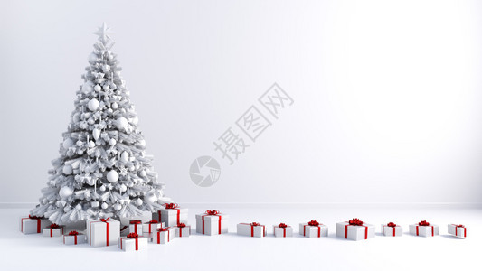 圣诞树背景白色墙上有复制空间圣诞树背景复制空间图片