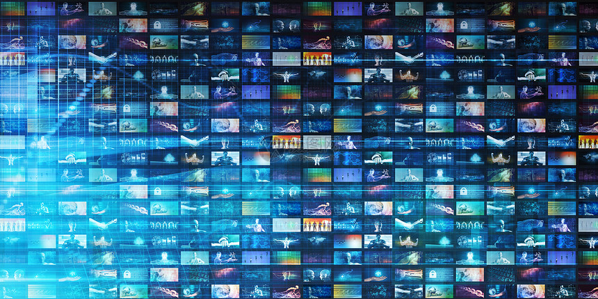 视频营销概念与流动屏幕墙的视频营销概念图片