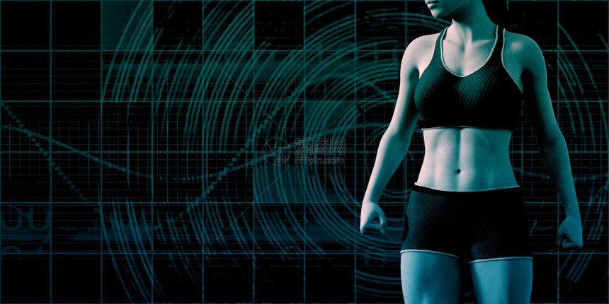 具有灵敏锻炼技术概念的虚拟健身训练员图片