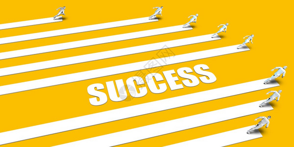 成功的概念与商业人士运行在黄色成功概念图片