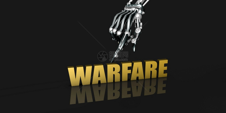 机器人手指黑背景的网络战争工业图片