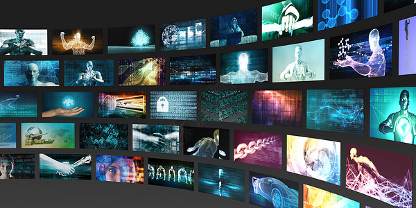 跨多个频道和网络的视营销背景图片