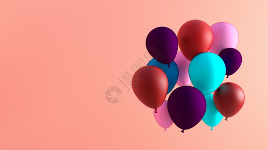 作为室内庆祝背景的创意气球摘要图片