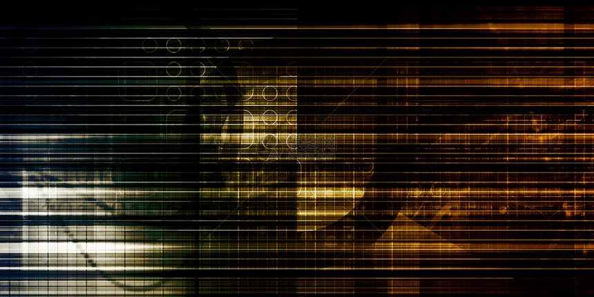 脑计算机与平方数字艺术块的界面脑计算机界面图片