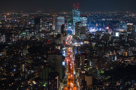 日本东京世谷线和市3号大都会高速公路空中视图图片