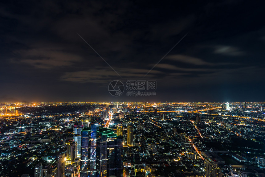泰国夜间曼谷市风景图片