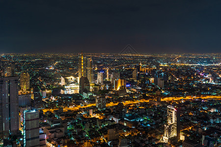 萨特霍恩泰国夜间曼谷市风景背景