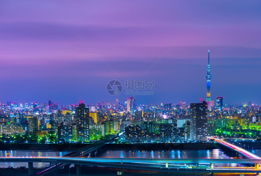 日本黄昏东京市风景图片