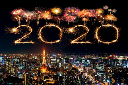 东京天空20年新烟花节快乐庆祝日本东京市风景设计图片