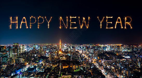 新河三角洲庆祝新年节烟花在日本东京市风景设计图片