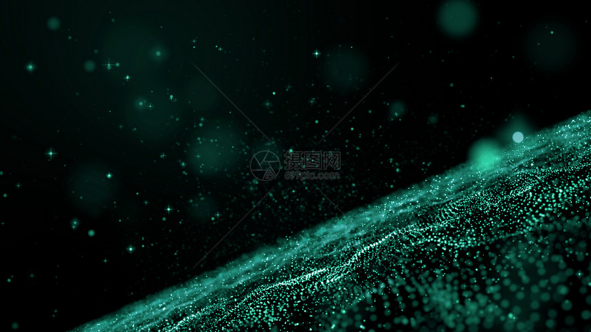 绿浪火花和光粒子背景图片