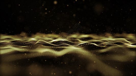 粒子波浪动画金波闪亮和光粒子背景背景