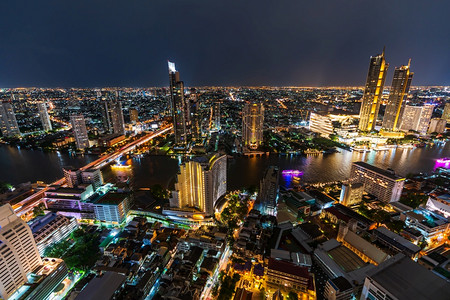 泰国曼谷昭披耶河夜景背景图片
