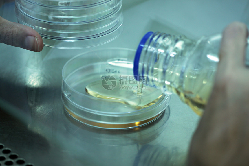 在实验室中添加瓶装料液作为测试管图片