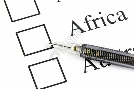 非洲经济共同体近距离机械铅笔指向非洲文本中的复选框设计图片