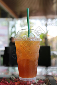 冷柠檬茶用来减少咖啡馆的口渴水背景图片