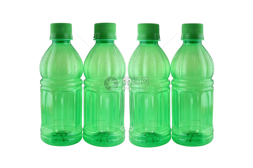 绿色的瓶装饮料孤立在白色背景剪切路径图片