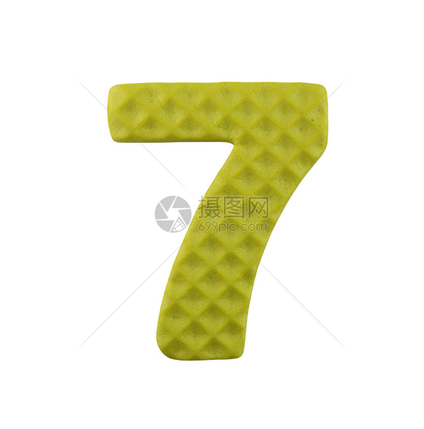 7号彩色数字在白背景和剪切路径上被隔离图片