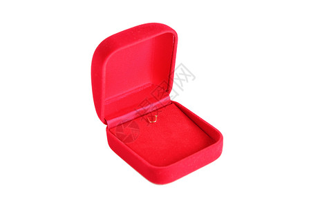 红色首饰盒孤立在白色背景图片