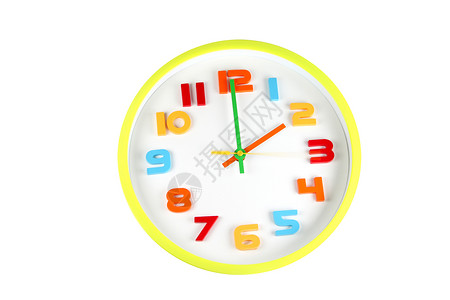 加彩群字素材白色背景两点的感知时间是多姿彩的时钟背景