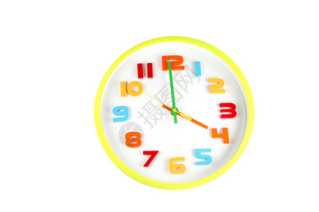 四点时钟素材白色背景的四点感知时间是多彩的钟背景