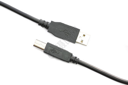 黑色USB插件在白色背景上被孤立背景图片