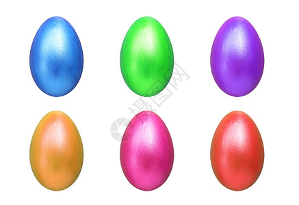 复活节符号白背景的东方蛋六种颜色用来设计快乐的东方日设计图片