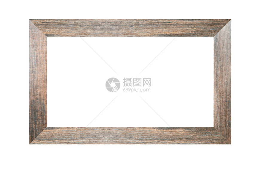 白色背景的木质照片框被隔离图片