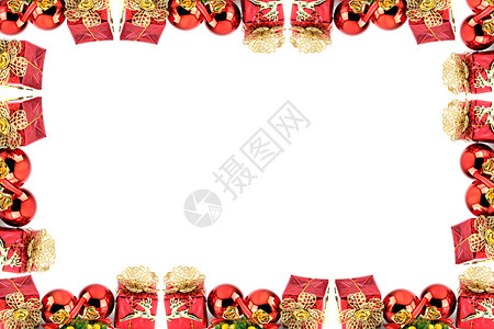 新年框架和白色背景的圣诞节框架背景图片