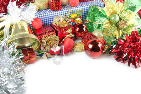 圣诞节或新年的金钟和附属装饰背景图片