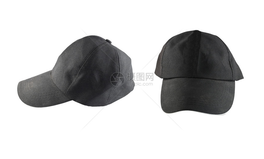 黑色时尚帽孤立在白色背景上具有剪切路径功能便于设计图片