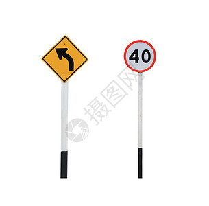 白色背景上隔离的交通标志和箭头并有剪切路径功能便于设计使用图片