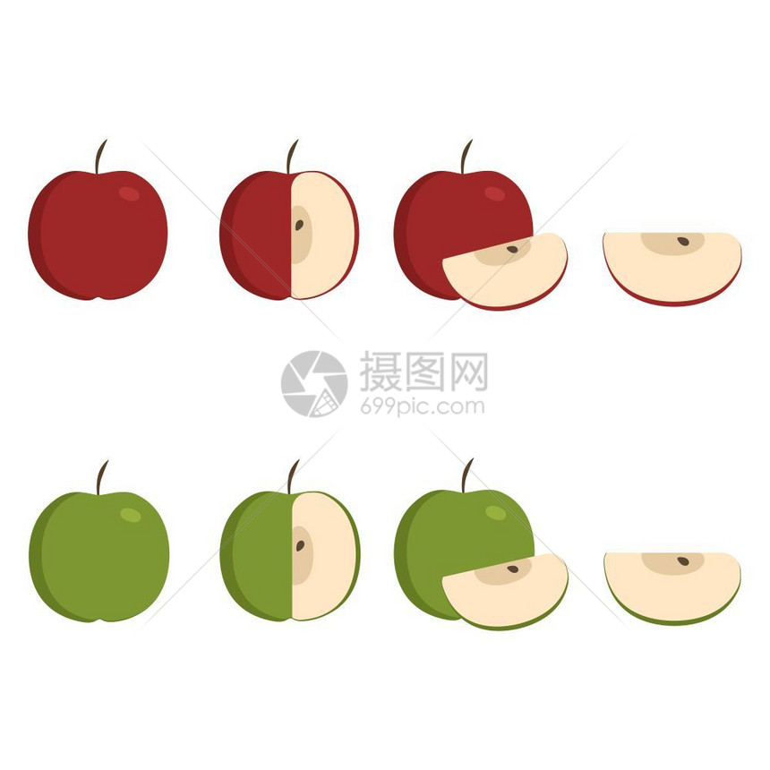 绿色和红苹果图标图片