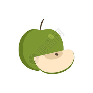 哈沙克绿色苹果切成图标插画