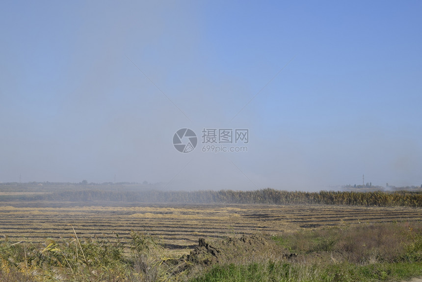 景观燃烧场在田野里焚烧稻草稻田景观燃烧场在田野里焚烧稻草稻田酒店图片