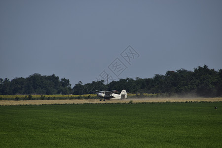 飞机在野外喷洒化肥背景