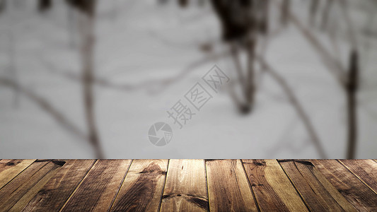 透视木和模糊背景雪的构成透视木和模糊背景图片